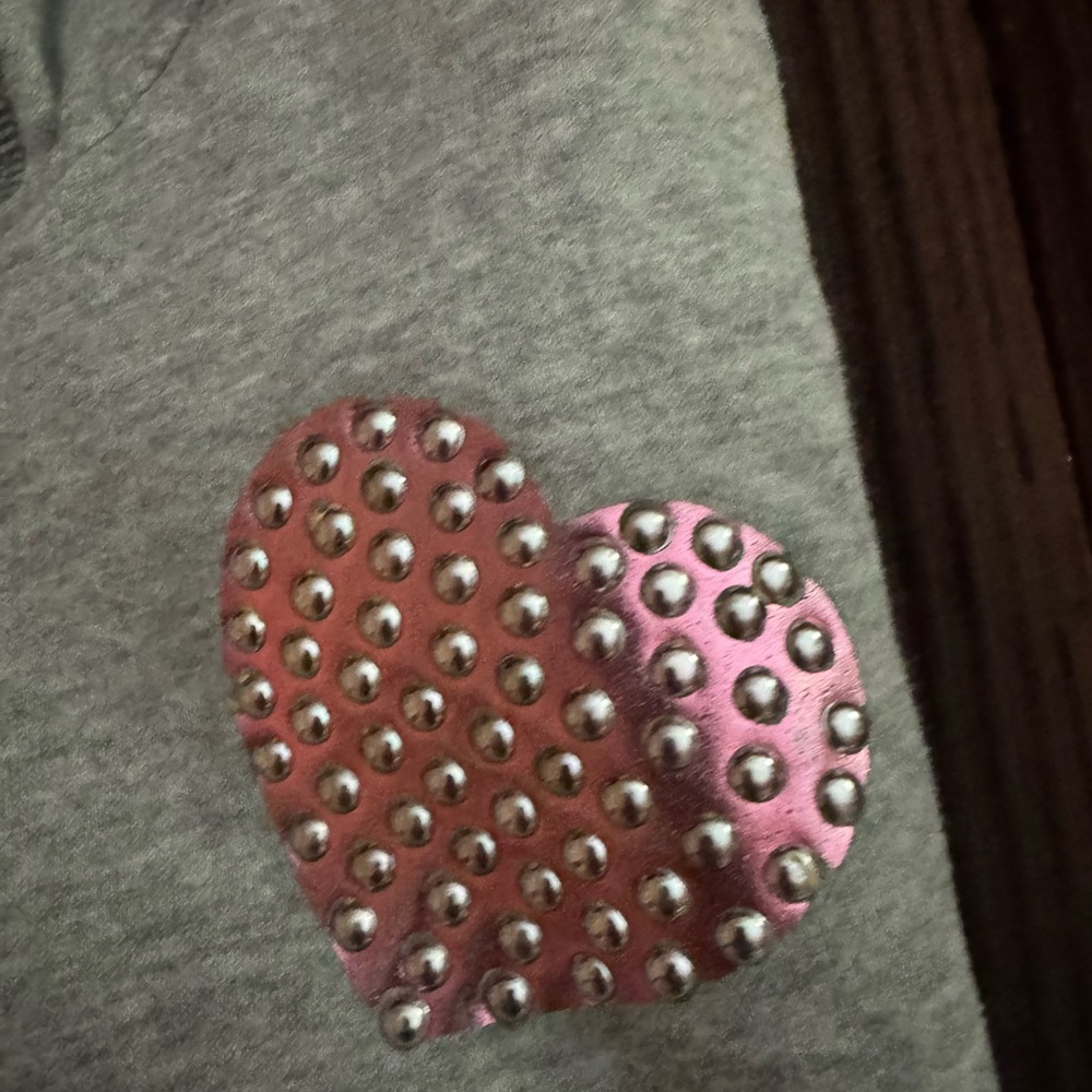 PINK by Victoria’s Secret, grey hoodie embellished with pink hearts/studs Size M - Picture 13 of 14